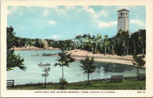 Canada North West Arm Showing Memorial Tower Halifax Vintage Postcard 03.81