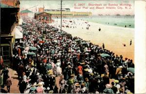 Boardwalk Steel Pier & Beach Atlantic City NJ c1909 Vintage Postcard Q08