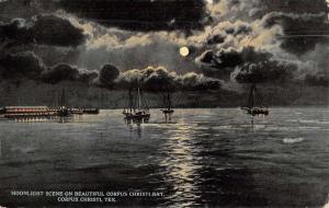 Corpus Christi Texas Bay Moonlight Scene Antique Postcard K106476