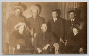 RPPC Handsome Young Men And Ladies Seated Photo c1910 Postcard J35