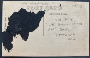 Mint USA Real Picture Postcard RPPC Civil War 1914 Fire Burning Of The Gar Block