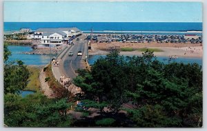 1955 Looking Toward Parking Lot At Ogunquit Beach Maine Roadway Posted Postcard