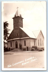 Boone Iowa IA Postcard RPPC Photo The Lutheran Church Scene Street 1941 Vintage