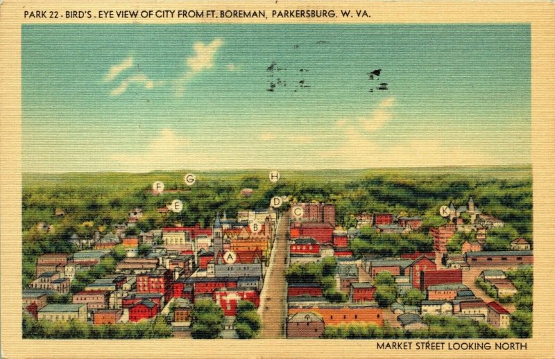 Bird's Eye View Parkersburg West Virginia Postcard