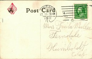 Vtg Postcard 1911 Chicago Illinois IL Federal Building - I Will Shield Crest