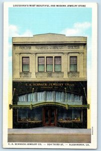 c1940 Alexandria Louisiana Postcard Jewelry Store Schnack Co. 924 Third St.