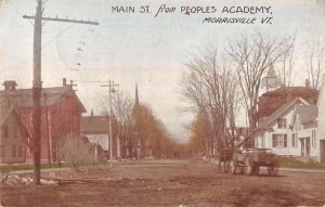 Morrisville Vermont Main Street from People's Academy Vintage Postcard AA49005