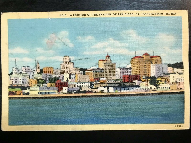 Vintage Postcard>1931>Skyline of San Diego>California from the Bay