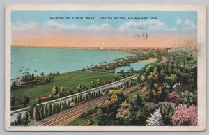 State View~Glimpse Of Juneau Park~Naples Bay~Milwaukee WI~1937~Vintage Postcard