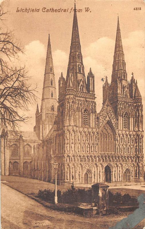 uk31358 lichfield cathedral from w real photo uk