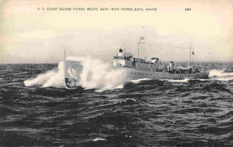 USCGC Coast Guard Patrol Boats Bath Iron Works Maine WWII era postcard