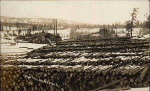 Cranbrook BC British Columbia Saw Mill Log Piles Real Photo Postcard c1910