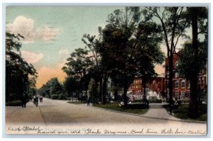 1906 Washington Boulevard Street Fountain Scene Detroit Michigan MI Postcard