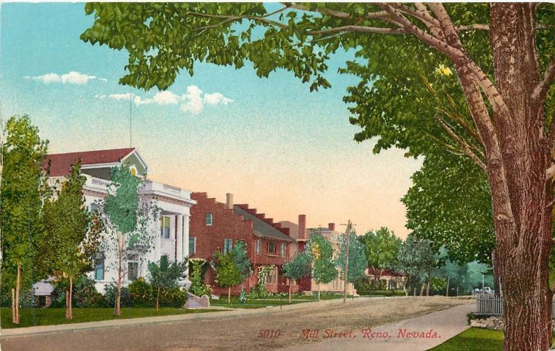c1910 Mitchell Postcard 5010 View of Mill Street  Reno NV Unposted
