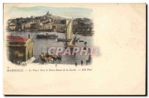 Postcard Old Marseille Vieux Port and Notre Dame de la Garde