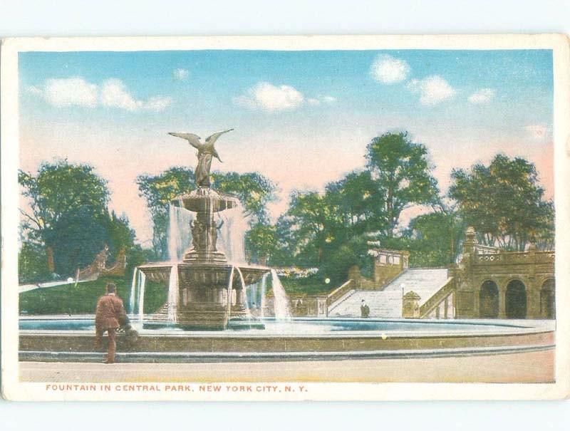 Unused W-Border FOUNTAIN IN CENTRAL PARK New York City NY c8097