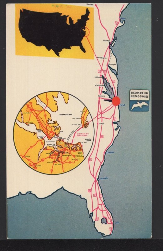Virginia NORFOLK Color Map showing the Bridge and Tunnel Project ~ Chrome
