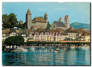 Postcard Modern Rapperswil mit Bachtel