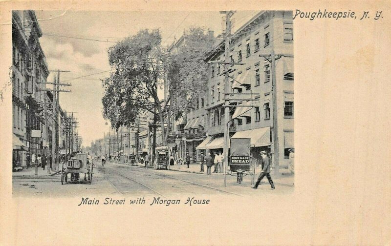 POUGHKEEPSIE NY~MAIN STREET W/ CARRIAGES & WAGONS~1905 ROTOGRAPH PHOTO POSTCARD 