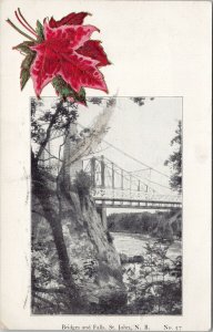 St. John NB New Brunswick Bridges & Falls Red Maple Leaf Patriotic Postcard H12