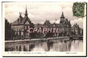 Old Postcard Mulhouse Canal and Post Office