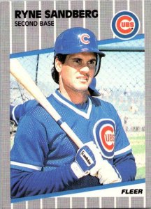 1989 Fleer Baseball Card Ryne Sandberg Chicago Cubs sk10625