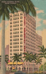 Vintage Postcard Miami Colonial Hotel Facing Beautiful Bayfront Park Miami FL