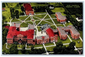Bird's Eye View Of Saint Vincent's Freeport Illinois IL Vintage Postcard