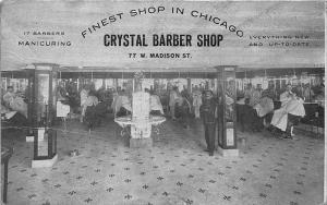 Finest Shop in Chicago IL Crystal Barber Shop Postcard