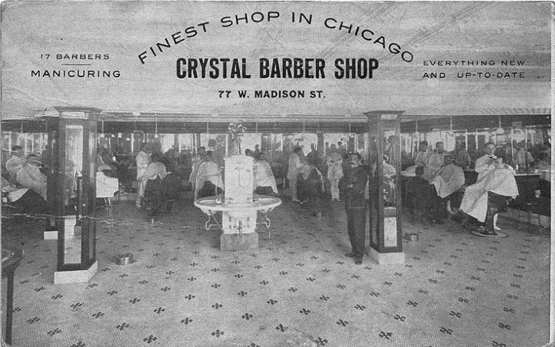 Finest Shop in Chicago IL Crystal Barber Shop Postcard