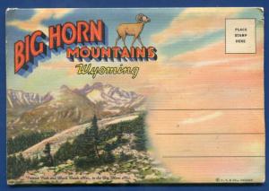 Big Horn Mountains Wyoming wy views scenes old linen postcard folder