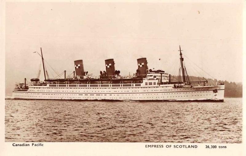 Canadian Pacific Lines Empress of Scotland Real Photo Antique Postcard J79345