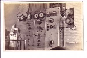 Real Photo, Vintage Electric Meters on Brick Wall,