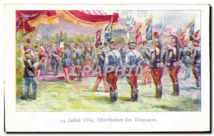 Old Postcard Distribution Flags July 14, 1880 Militaria