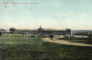 brazil, PORTO ALEGRE, Escola Militar em Parada (1912) Postcard