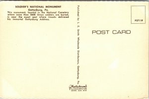 Soldiers National Monument Gettysburg PA Pennsylvania Postcard Plastichrome VTG  