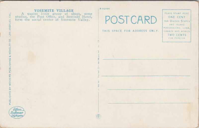 Yosemite Village CA California Yosemite National Park Sentinel Hotel Postcard F3