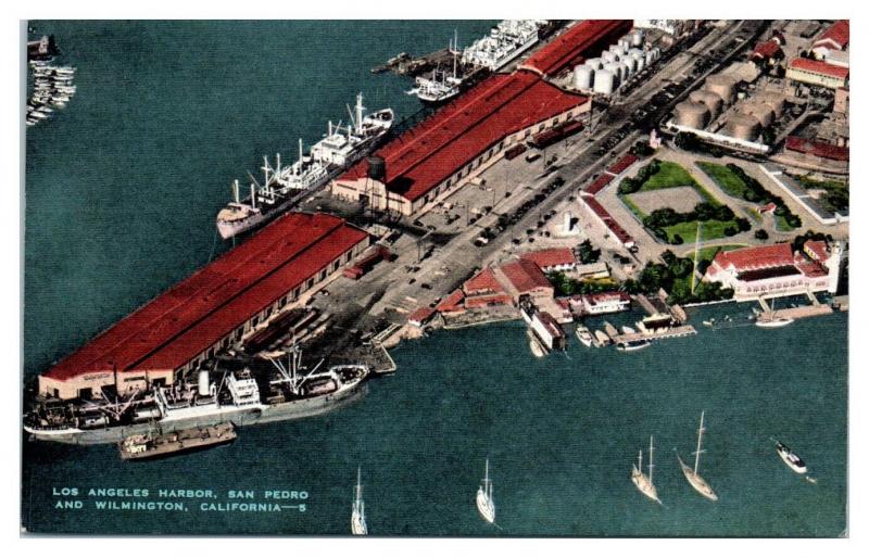 Los Angeles Harbor, San Pedro and Wilmington, CA Postcard *5N3