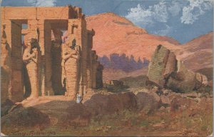 Postcard Artist Signed Ramesseum in Thebes  Egypt