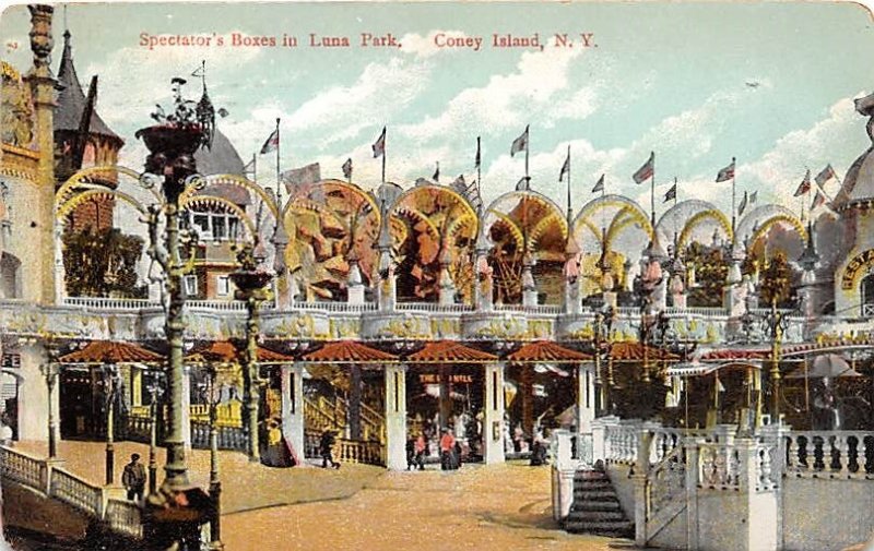 Spectator's Boxes, Luna Park Coney Island, New York, USA Amusement Park 1908 