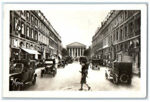 1931 The Rue Royal and Madeleine Church Paris France RPPC Photo Postcard