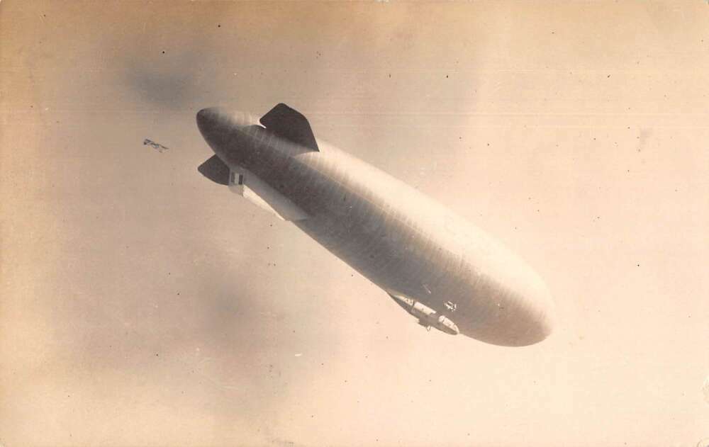 Home Parade Navy Dirigible Zeppelin Real Photo Vintage Postcard