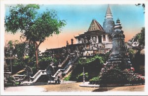 Cambodia Phnom-Penh The Phnom Staircase and Garden Vintage RPPC 09.02