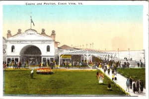 Ocean View, VA Virginia  CASINO & PAVILION  Amusement Area  ca1920's Postcard