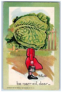 Curtis Artist Signed Postcard Girl Cabbage Head With Bucket Camden NJ Tuck's