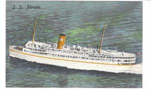 Miami Nassau Cruise Ship SS Florida P&O Steamship Co Vintage Linen Postcard