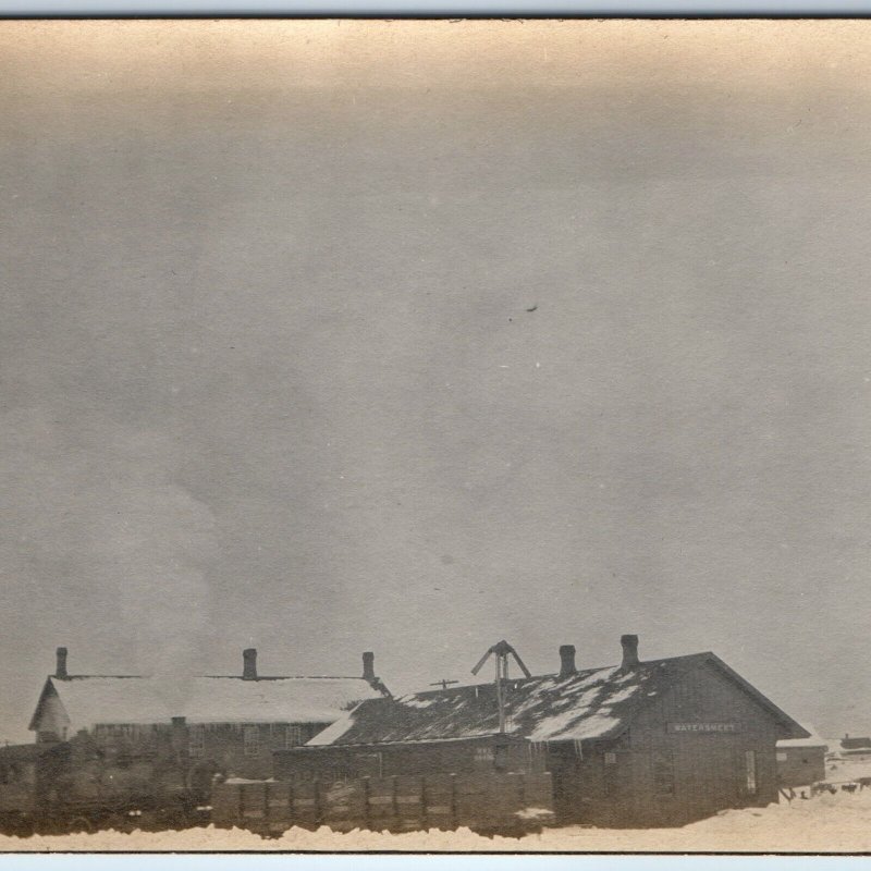 c1910s Watersmeet, Mich. Train Depot RPPC Railway Station CNW Real Photo MI A260