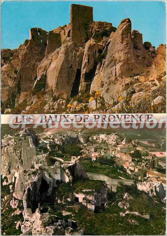 Modern Postcard Les Baux Provence (B Rh) The rock and castle view plane on th...
