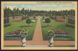 Washington SPOKANE Sunken Garden at Manito Park pm1948 ~ Linen