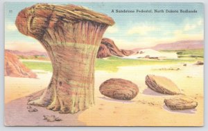 Linen~Sandstone Pedestal North Dakota Badlands~Vintage Postcard